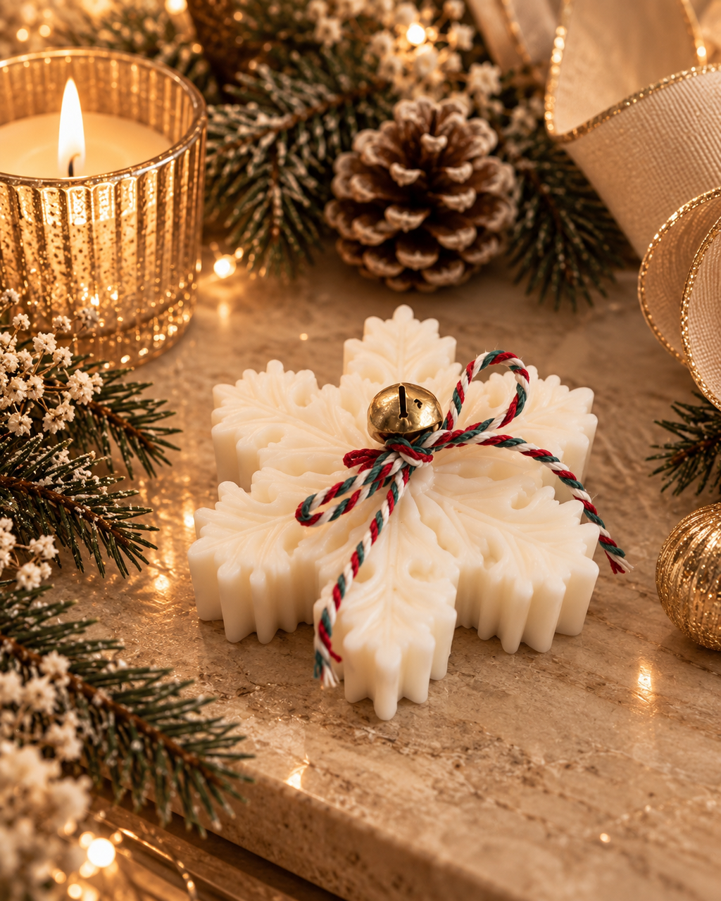 Snowflake Candle – Kar Tanesi Tasarımlı Dekoratif Mum