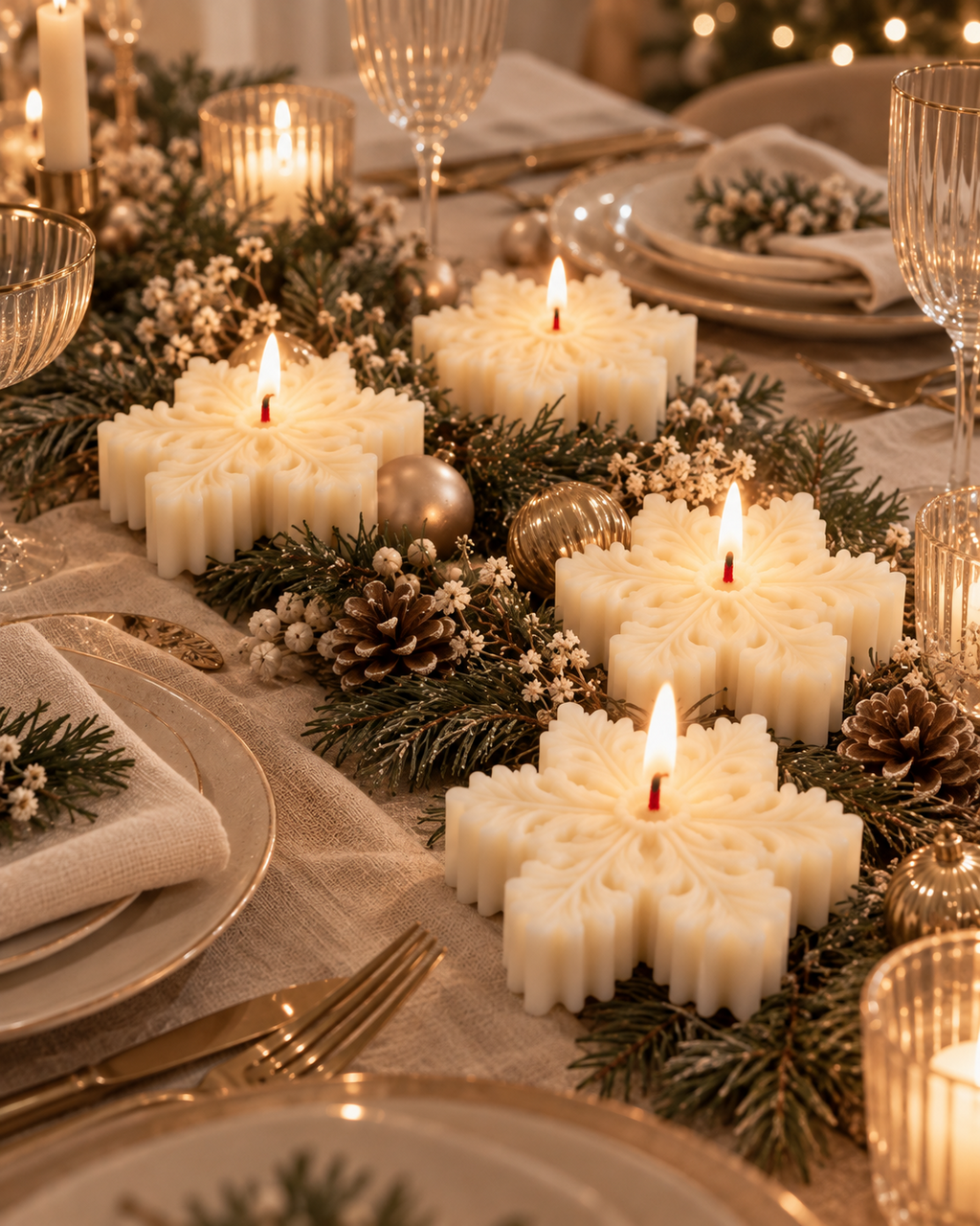 Snowflake Candle – Kar Tanesi Tasarımlı Dekoratif Mum