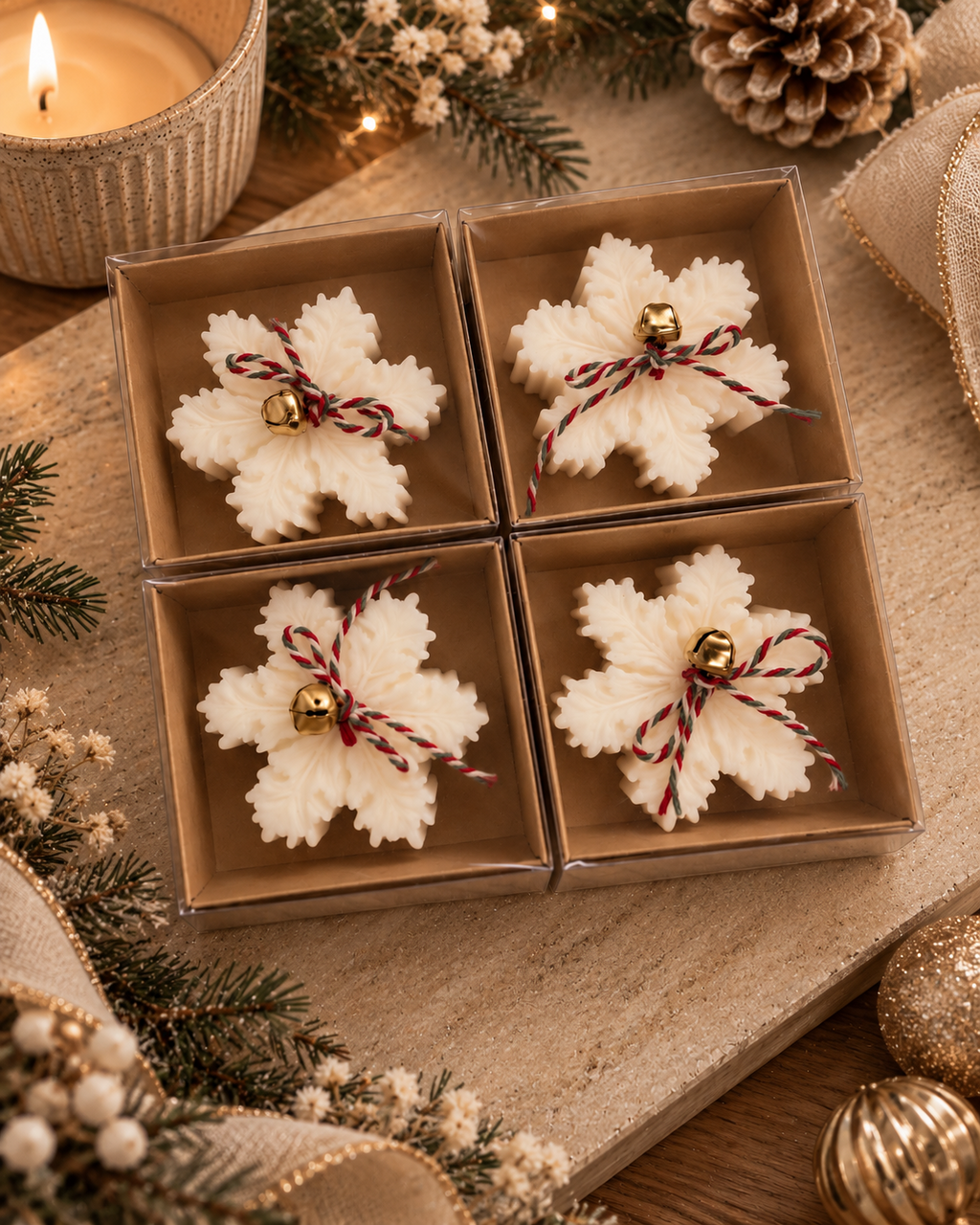 Snowflake Candle – Kar Tanesi Tasarımlı Dekoratif Mum