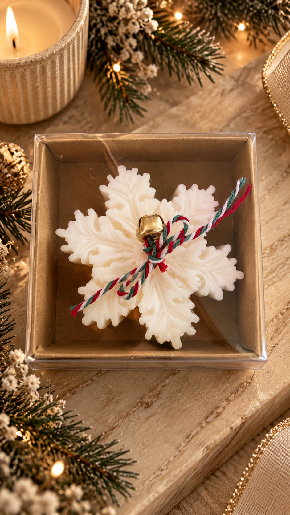 Snowflake Candle – Kar Tanesi Tasarımlı Dekoratif Mum